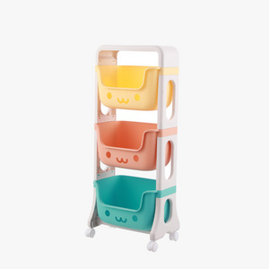 Low price wholesale toy storage rack Vertical movable plastic snack combination multi-functional storage rack with pulley