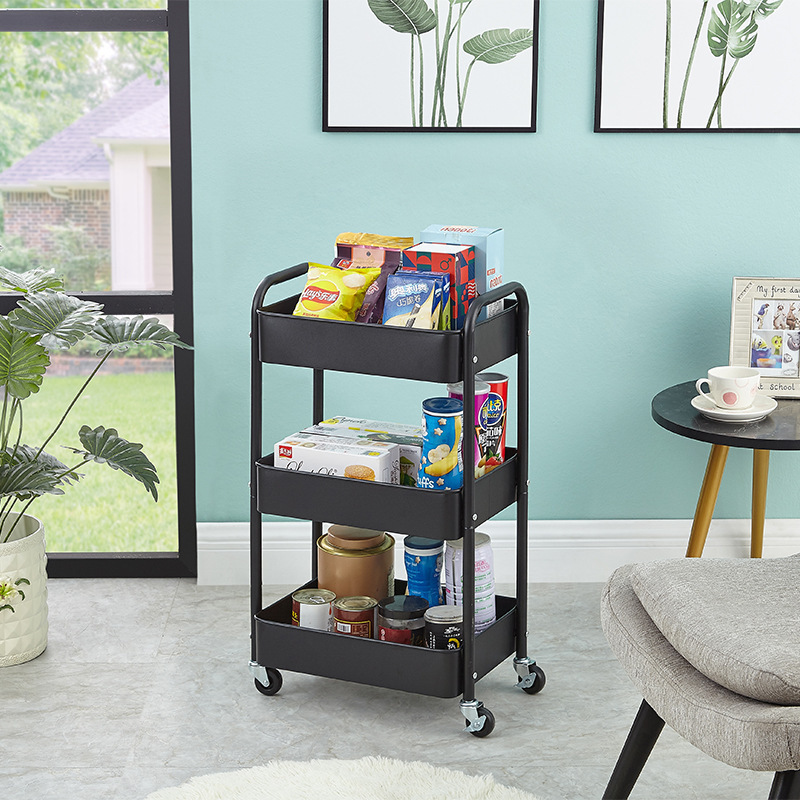 Storage shelf 3 level Bathroom Kitchen shelf trolley 360 degree rotating cabinet Bar kitchen trolley