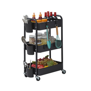 Storage shelf 3 level Bathroom Kitchen shelf trolley 360 degree rotating cabinet Bar kitchen trolley