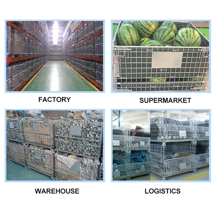 Heavy-Duty Industrial Steel Folding Wheeled Pallet Portable Metal Cage for Warehouse Logistics Stacking Cargo Storage Equipment