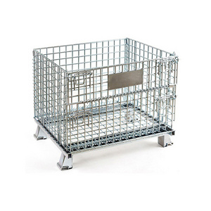 Heavy-Duty Industrial Steel Folding Wheeled Pallet Portable Metal Cage for Warehouse Logistics Stacking Cargo Storage Equipment