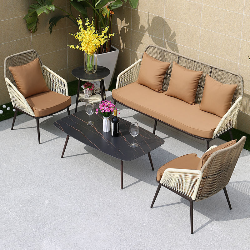 Compact 3 Piece Rattan Balcony Furniture Set Garden Bistro Patio Outdoor Table and Chairs for Small Balconie