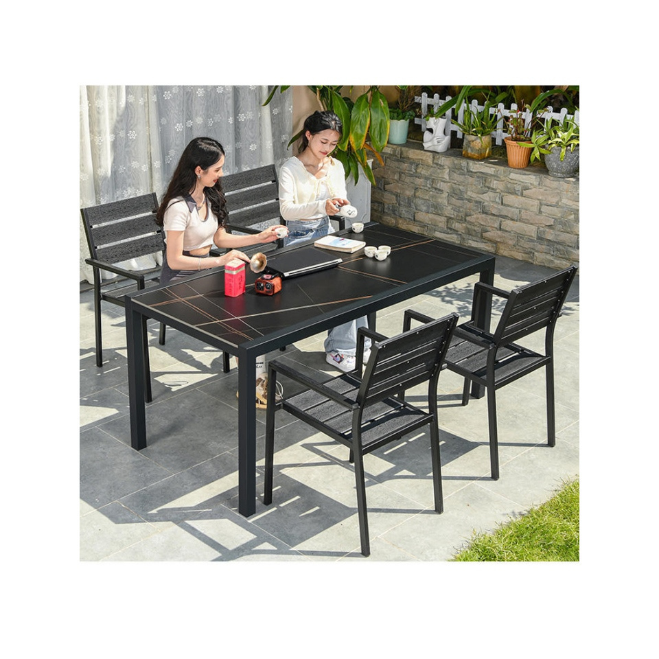 Modern Minimalist WPC Outdoor Furniture Leisure Courtyard Balcony Table and Chairs Set Wood Plastic Composite Construction