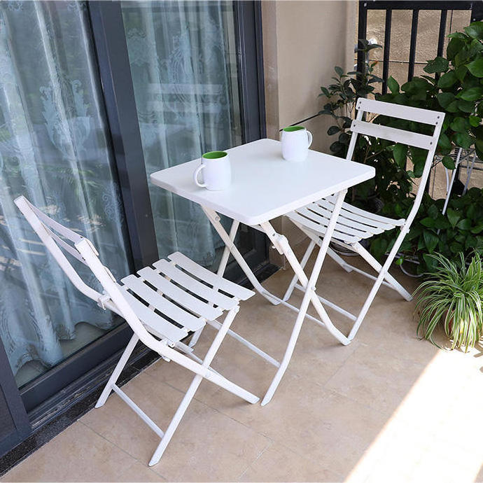 Colorful Foldable Garden Set Balcony Iron Frame Chairs and Tables White/Pink/Green/Blue