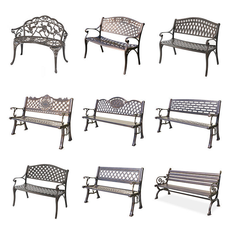 Metal Leisure Seat Outdoor Furniture Courtyard Chair for Garden Die-Casting Aluminum Patio Park Bench with Classic Design