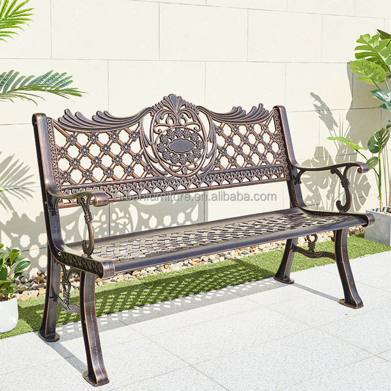 Metal Leisure Seat Outdoor Furniture Courtyard Chair for Garden Die-Casting Aluminum Patio Park Bench with Classic Design