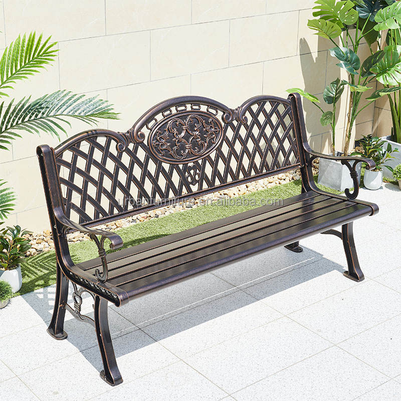 Metal Leisure Seat Outdoor Furniture Courtyard Chair for Garden Die-Casting Aluminum Patio Park Bench with Classic Design