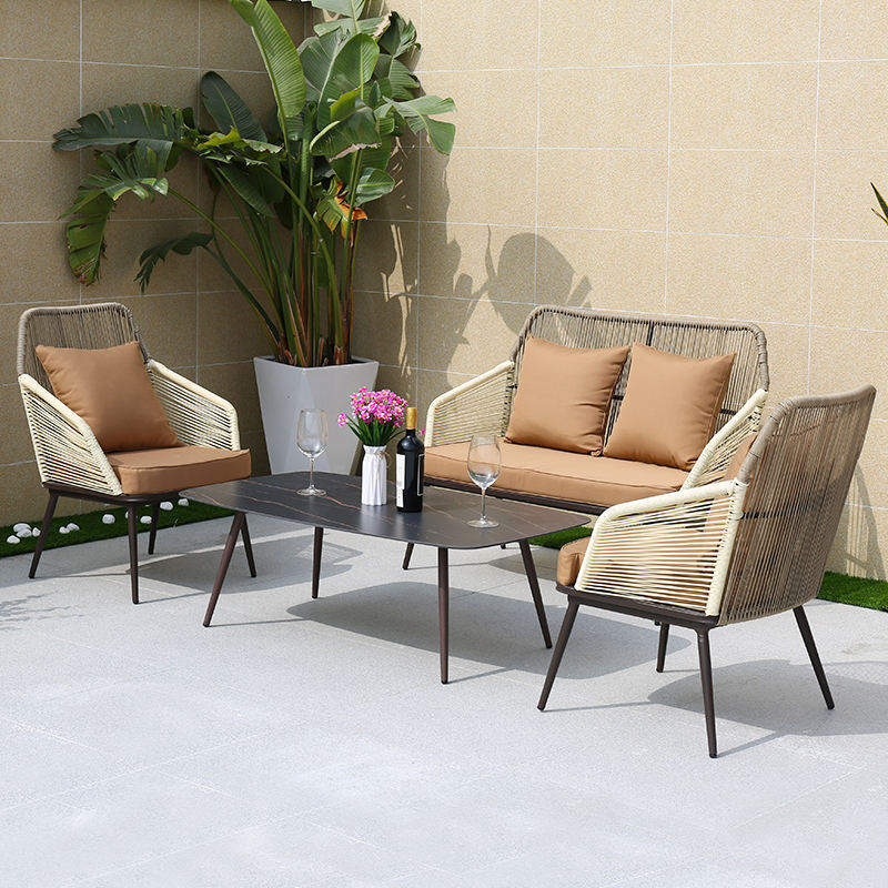 Compact 3 Piece Rattan Balcony Furniture Set Garden Bistro Patio Outdoor Table and Chairs for Small Balconie