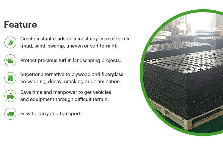 heavy duty UHMWPE/HDPE plastic construction access swamp ground temporary road mat 4x8