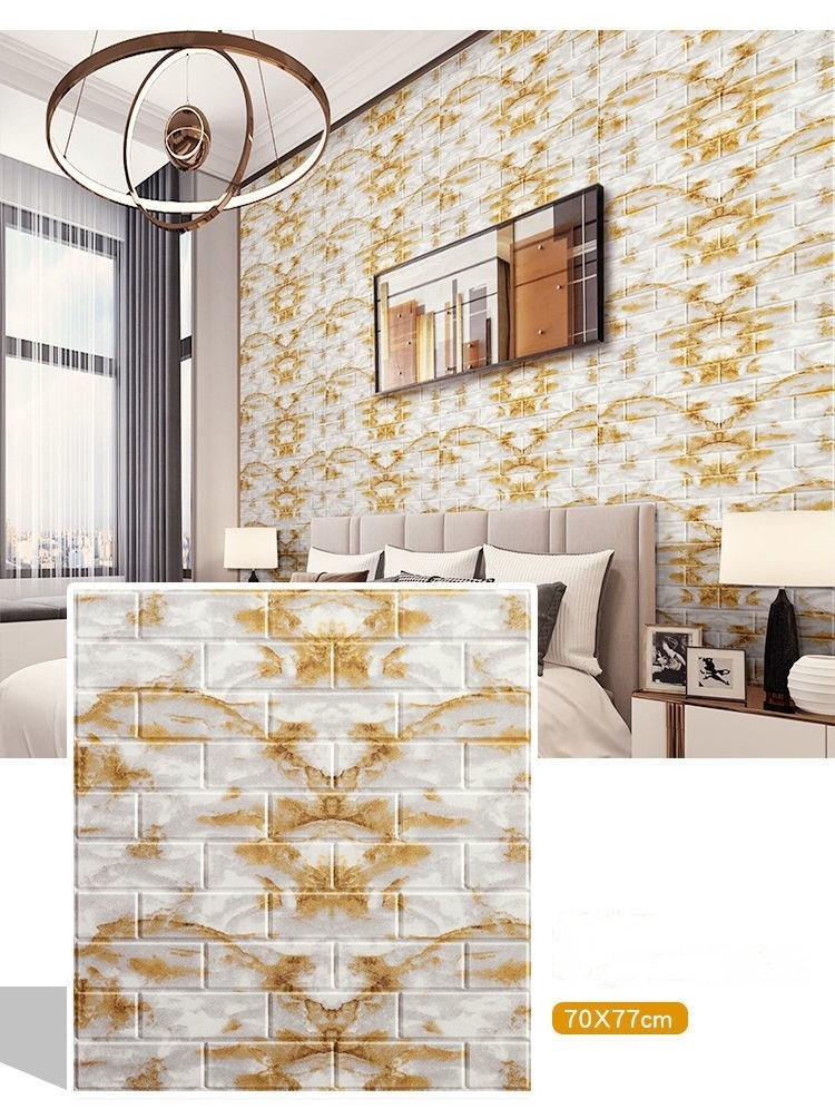 DIY 3D Foam Brick Pattern Wallpaper 3d Foam Squares Waterproof Wall Sticker