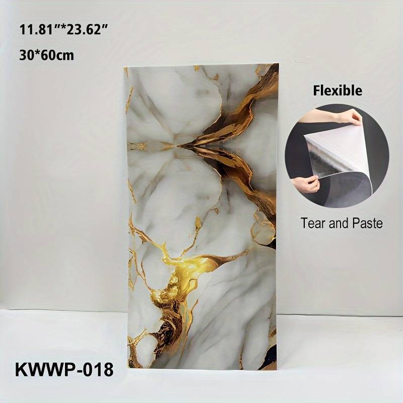 10pcs/box, 30*60cm size, KWWP018, Thickened 3D PVC Self-Adhesive Bathroom Kitchen Decorative Interior Wall Panel