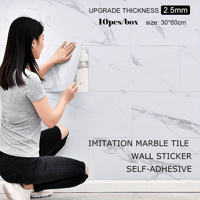 10pcs/box, 30*60cm size, KWWP001, Marble Waterproof Thickened Bathrooms Tiles Peel And Stick Marble Wall Tiles Sticker