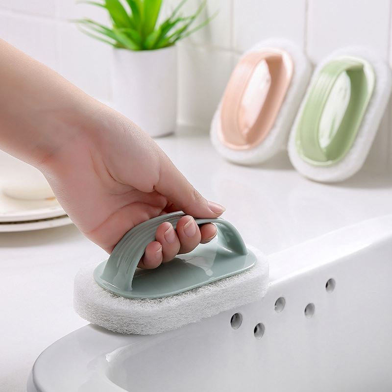 High quality  plain stripe  cleaning brush kitchen cleaning sponge decontamination brush with handle