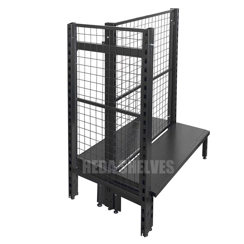 4 Tiers White Wire Back Supermarket Shelves For Grocery Store Shelves Pegboard Gondola Shelves