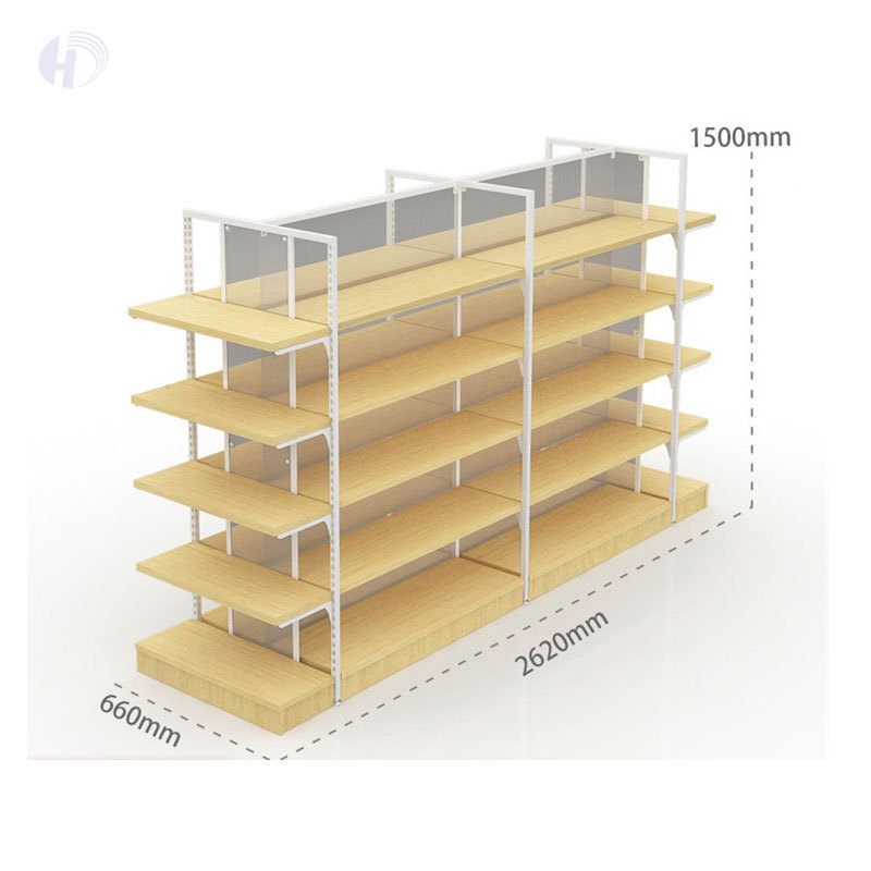 Beautiful Storage Convenience Store Display Racks Retail Gondola Shelving Miniso Shop Wooden Shelf