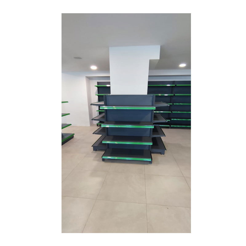 Green Black Supermarket Display Rack Retail Store Shelf Single Sided Double Sided Gondola Shelf