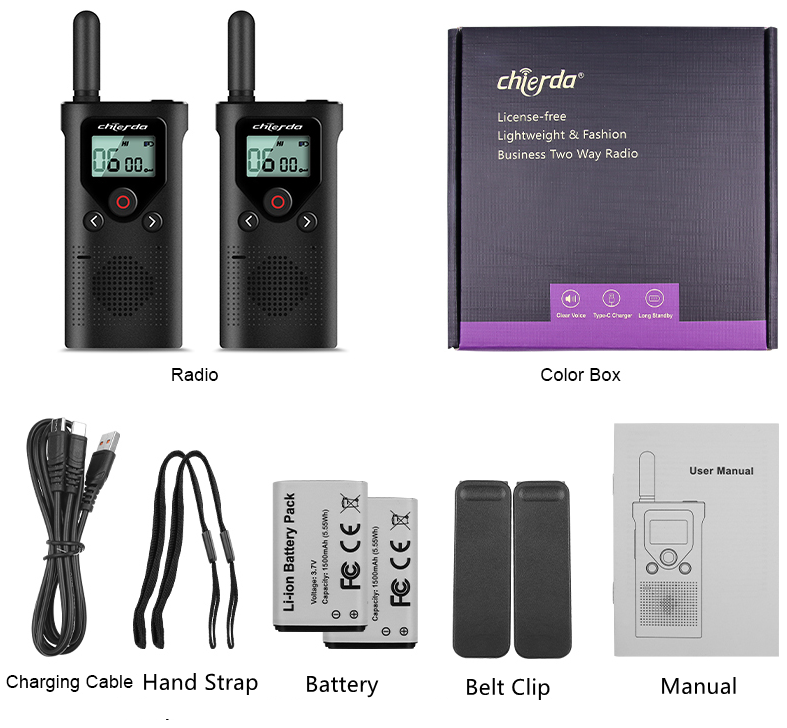 Chierda CD18P PMR446 License-free 2w Handheld Radios Europe Two Way Woki Toki with screen