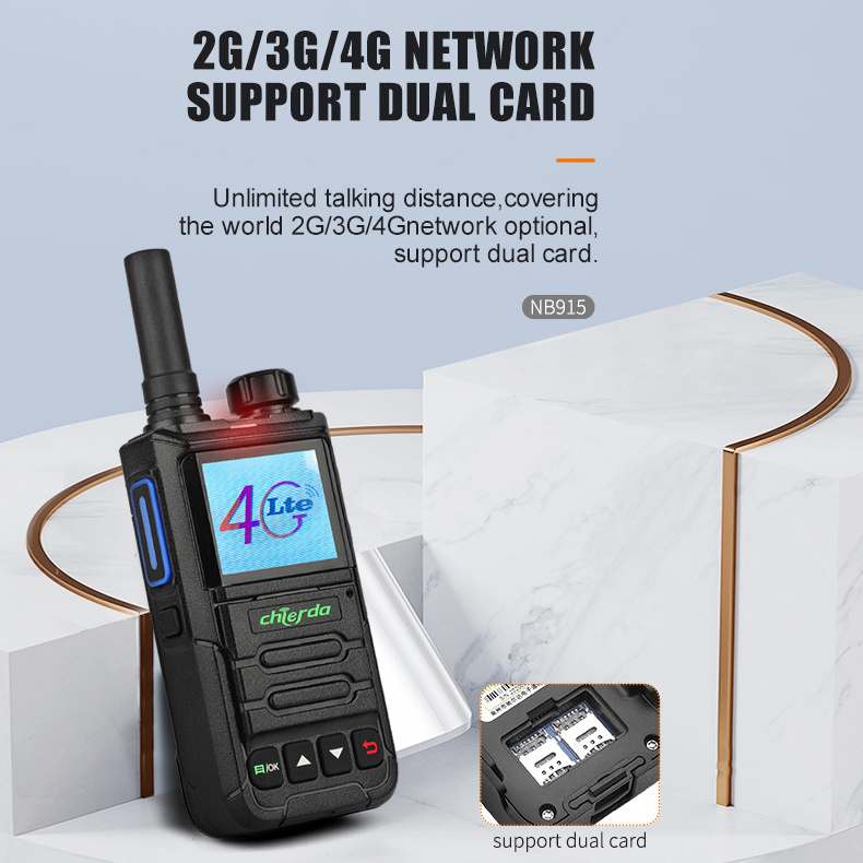 Chierda NB915 Long Range Walkie Talkies Range Channels Walkie Talkie 100 200 500 1000 Miles Handheld Support Dual Sim Card 3.7V