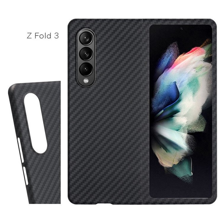 Slim fit Carbon Fiber Texture Phone Cover Aramid Fiber Mobile Phone Case For Sumsung Z Fold 2 / Fold 3 / Flip 3