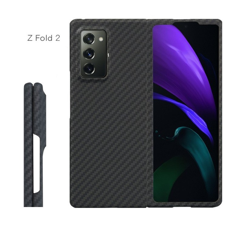 Slim fit Carbon Fiber Texture Phone Cover Aramid Fiber Mobile Phone Case For Sumsung Z Fold 2 / Fold 3 / Flip 3