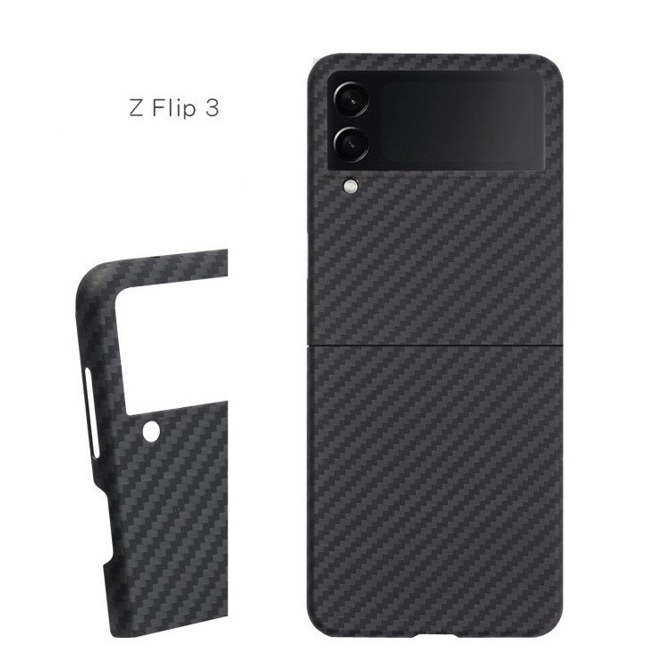 Slim fit Carbon Fiber Texture Phone Cover Aramid Fiber Mobile Phone Case For Sumsung Z Fold 2 / Fold 3 / Flip 3