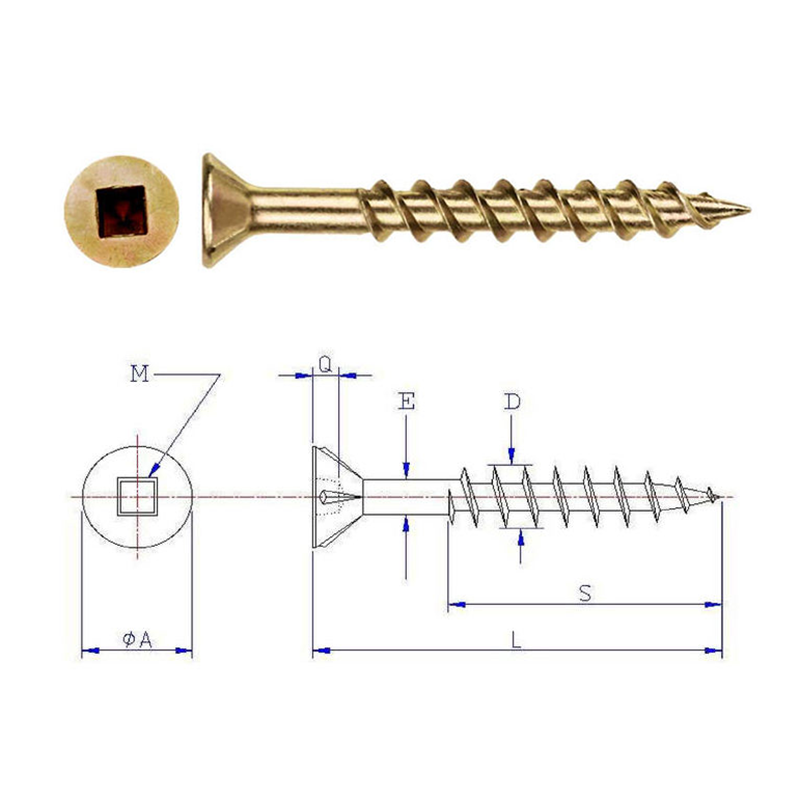 OEM Fastener Stainless Steel 304/316 flat head square drive self Tapping wood screws Square Drive Countersunk Head