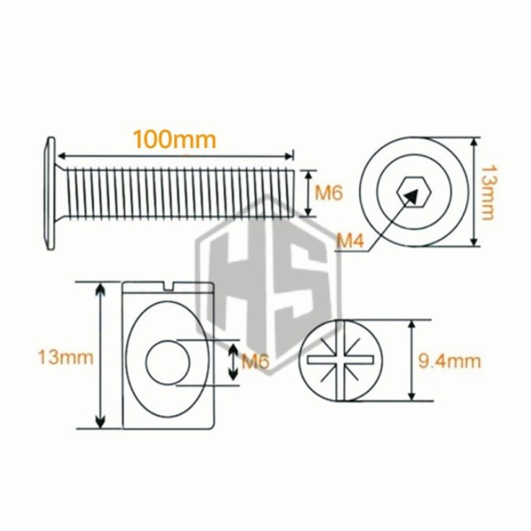 Factory M6 Zinc Plated Hex Socket Head Cap Furniture Screw Bolt Barrel Nut Assorted Kit For Bed Chicago Screw