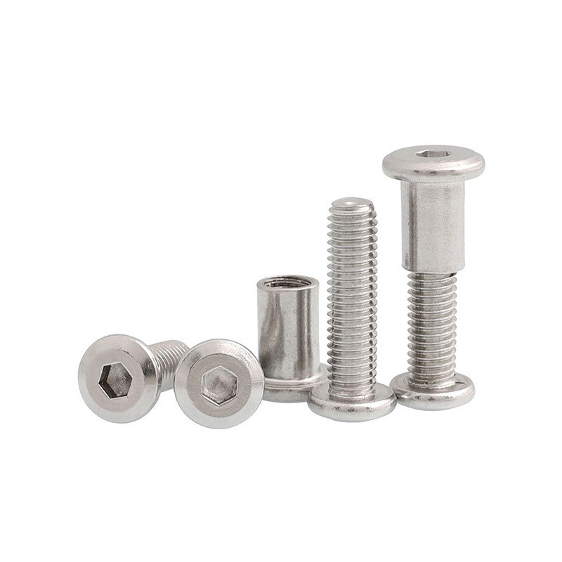 M5 M6 M8 M10 M12 M16 Stainless Steel 304 Flat Head Hex Socket Chicago Screws Male and Female Screw and Nut