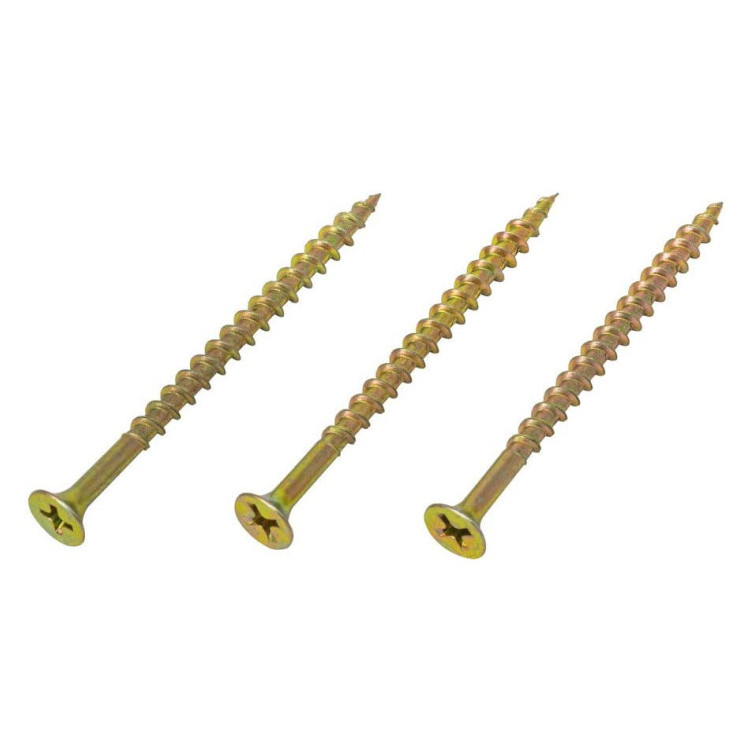 HS Yellow Zinc Plated Cross Recessed Countersunk Head Particle Board Screw, Density Fiberboard Furniture Self-tapping Wood Screw