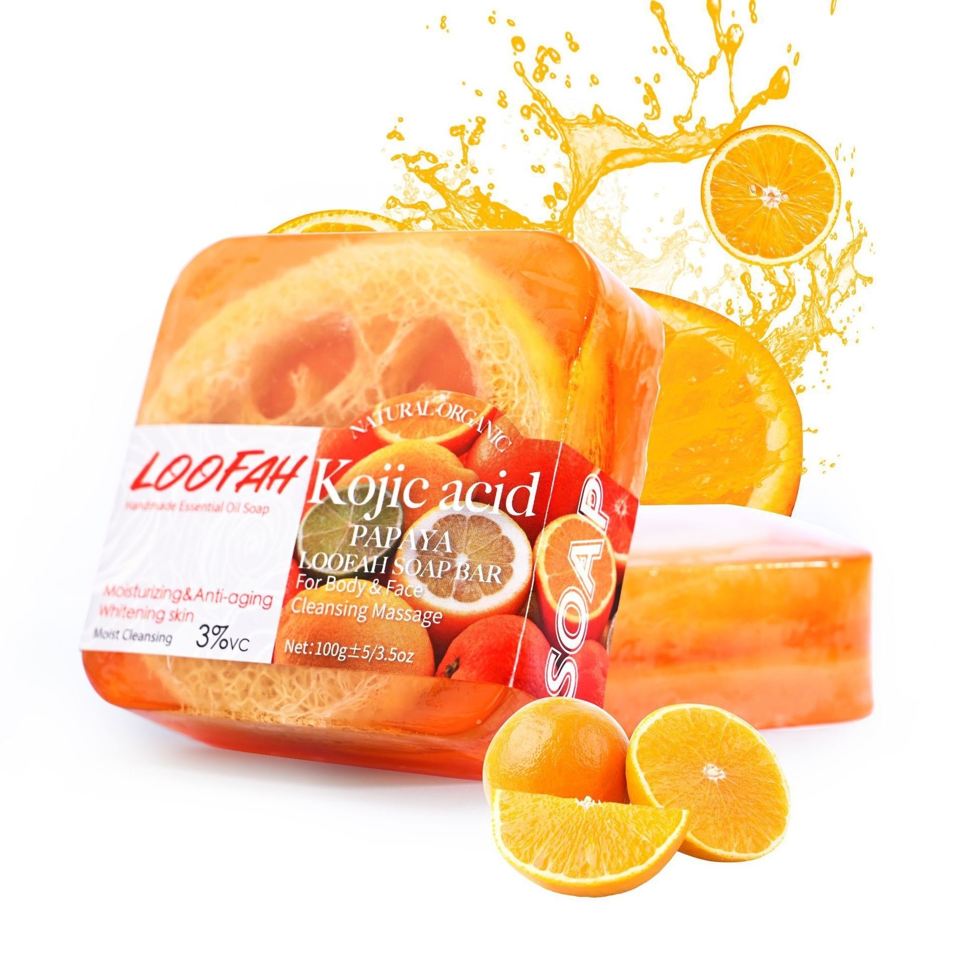 Natural Soap Loofah Handmade Essential Oil Soap with Kojic Acid Turmeric Lavender Rose Honey Aloe Lemon Tea Tree Coconut Milk