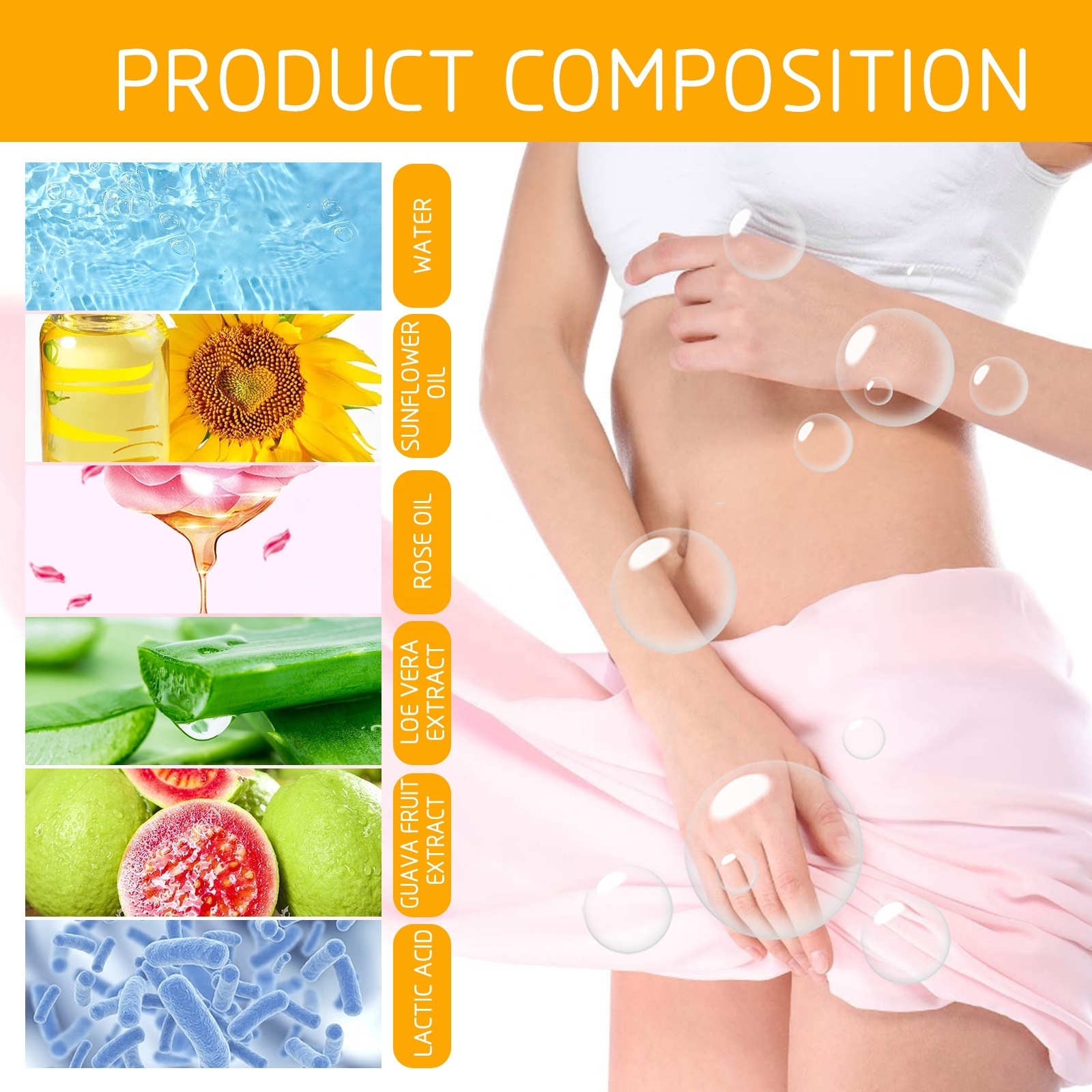 100% Natural Feminine Care Sunflower Oil Rose Essential Oil Refresh Female Body Wash Liquid Soap Shower Gel With Cooling Effect