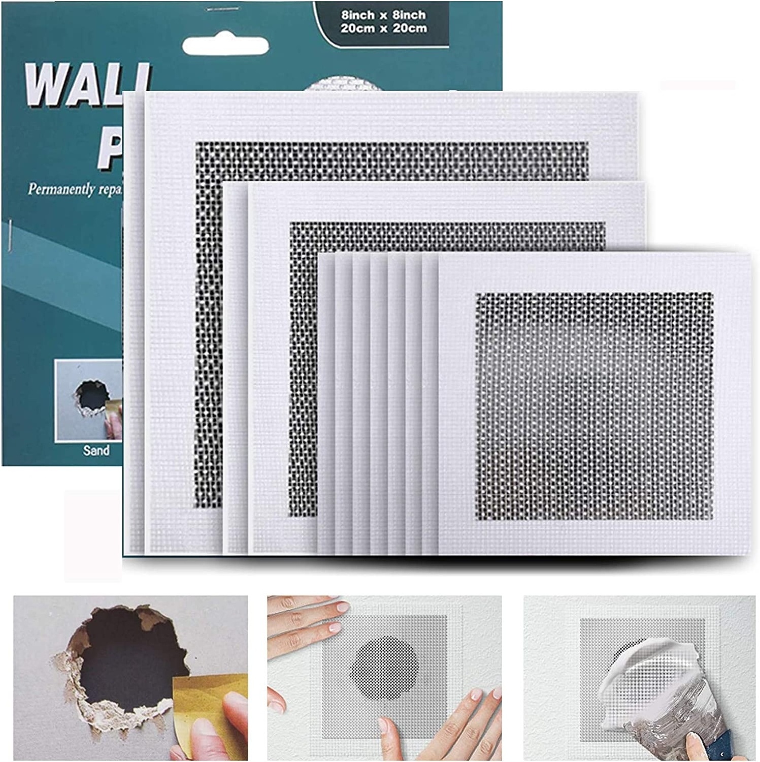 Self Adhesive Drywall Repair Patch Fiberglass Mesh Wall Screen Repair Patch Plate for Aluminum Metal Sheetrock Ceiling