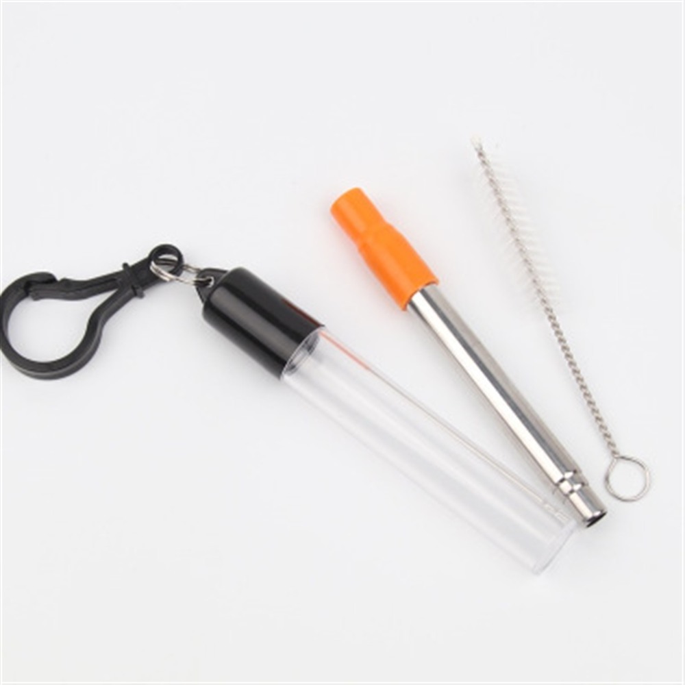 304 Stainless Steel Telescopic Drinking Case Set Metal Straw