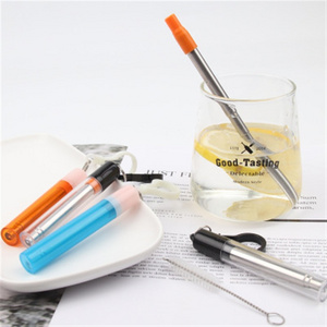 304 Stainless Steel Telescopic Drinking Case Set Metal Straw