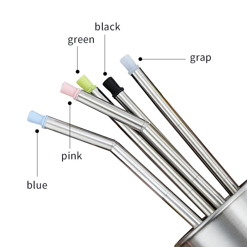 Reusable Eco-friendly Folding Stainless Steel 304  Silicone Drinking Straw in a Biodegradable box 2022 Popular Collapsible Straw