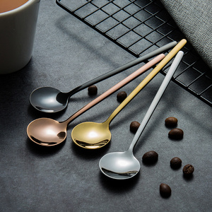 Customized Amzn 10cm 13cm 15cm 17cm Mini Small Long Handle 304 Stainless Steel Rose Gold Teaspoon Metal Dessert Tea Coffee Spoon