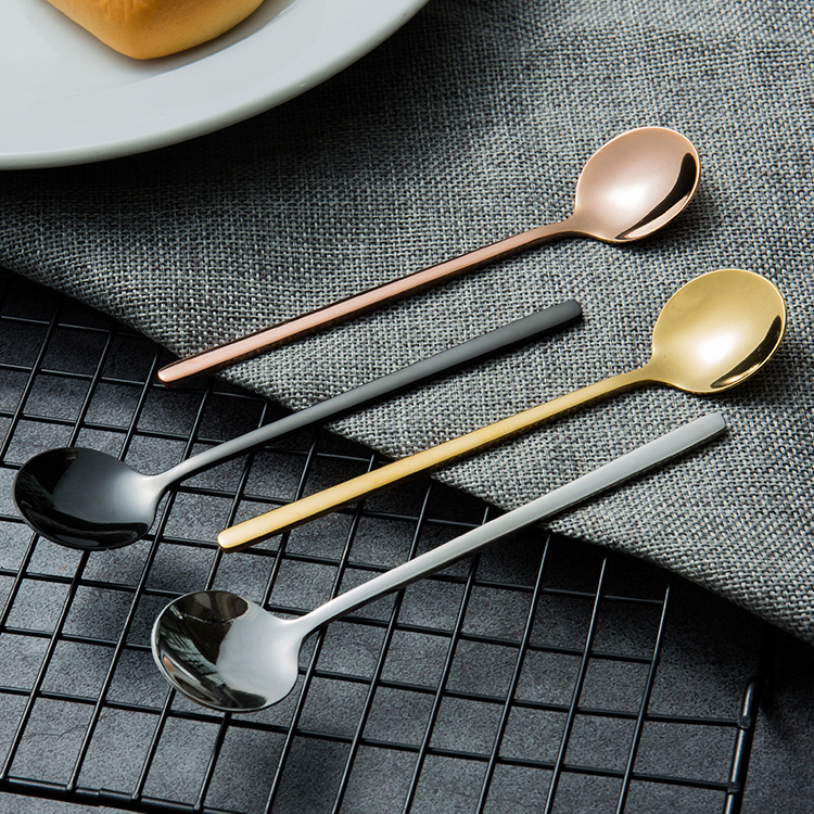 Customized Amzn 10cm 13cm 15cm 17cm Mini Small Long Handle 304 Stainless Steel Rose Gold Teaspoon Metal Dessert Tea Coffee Spoon