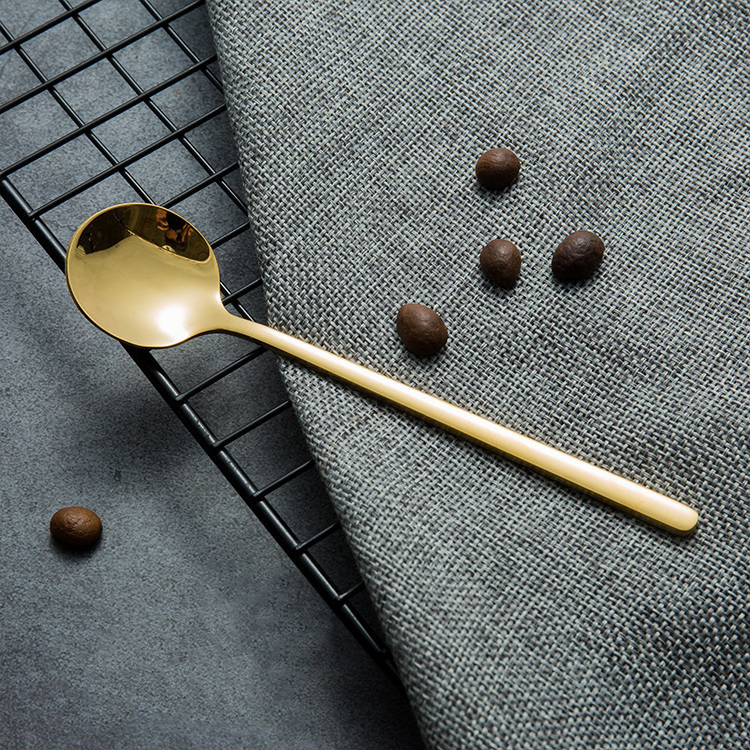 Customized Amzn 10cm 13cm 15cm 17cm Mini Small Long Handle 304 Stainless Steel Rose Gold Teaspoon Metal Dessert Tea Coffee Spoon