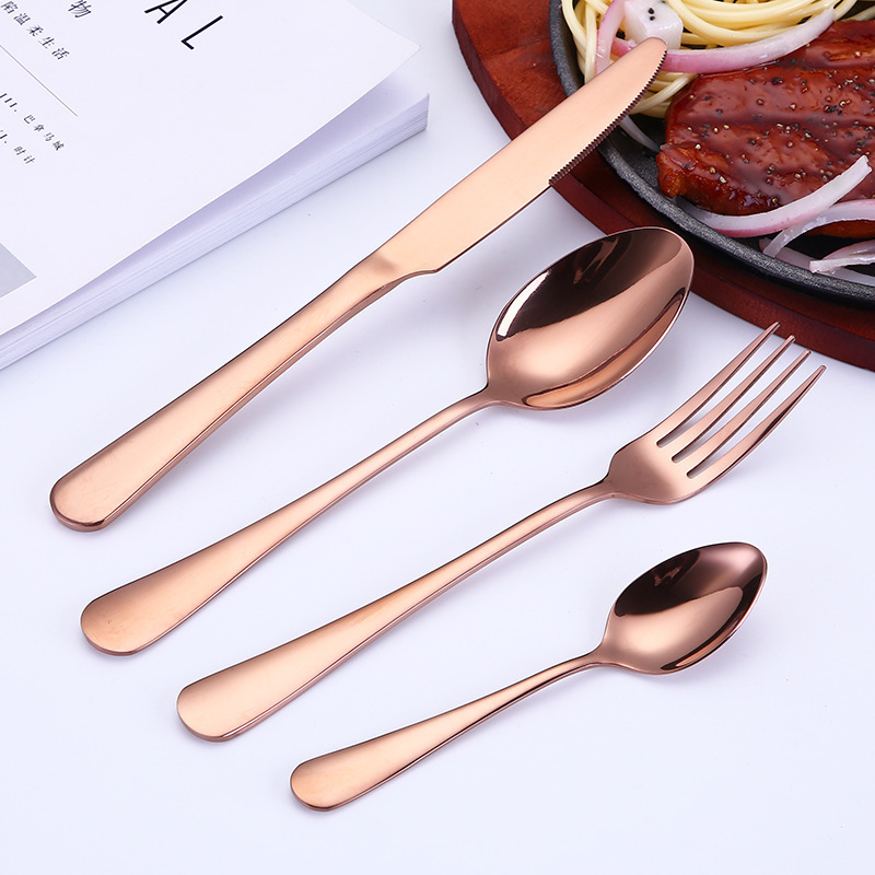 Customized High Quality Restaurant Hotel Wedding Stainless Steel Titanium Gold Flatware Set Spoon and Fork and Knife Cutlery Set