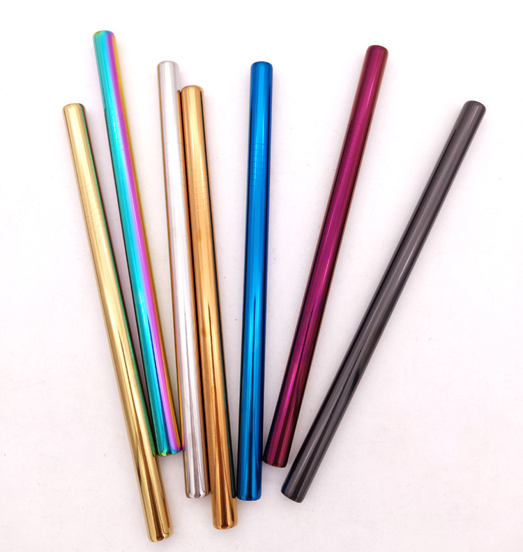 Portable Reusable Stainless Steel Eco-friendly Straws Drinking Metal Milk Tea Normal Straight Bend Straw Set for Drinking