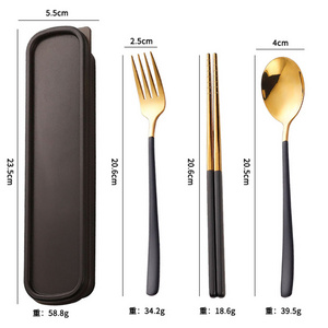 Portable Spoon Fork Chopsticks Stainless Steel Cutlery Case Box Flatware Set