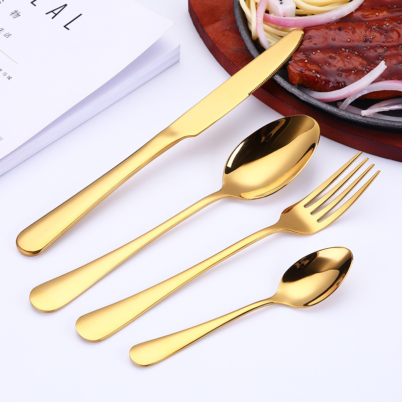 Customized High Quality Restaurant Hotel Wedding Stainless Steel Titanium Gold Flatware Set Spoon and Fork and Knife Cutlery Set