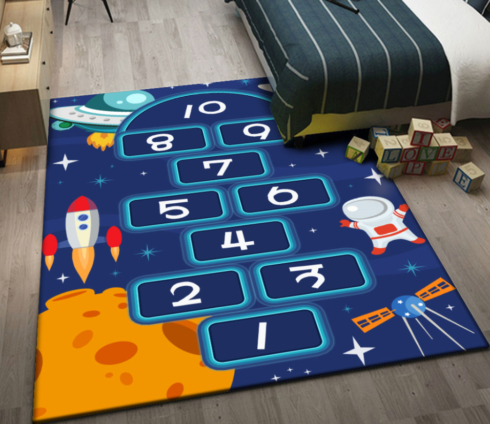 Kids play education eco friendly printed custom soft area rug carpet play mat for kids room