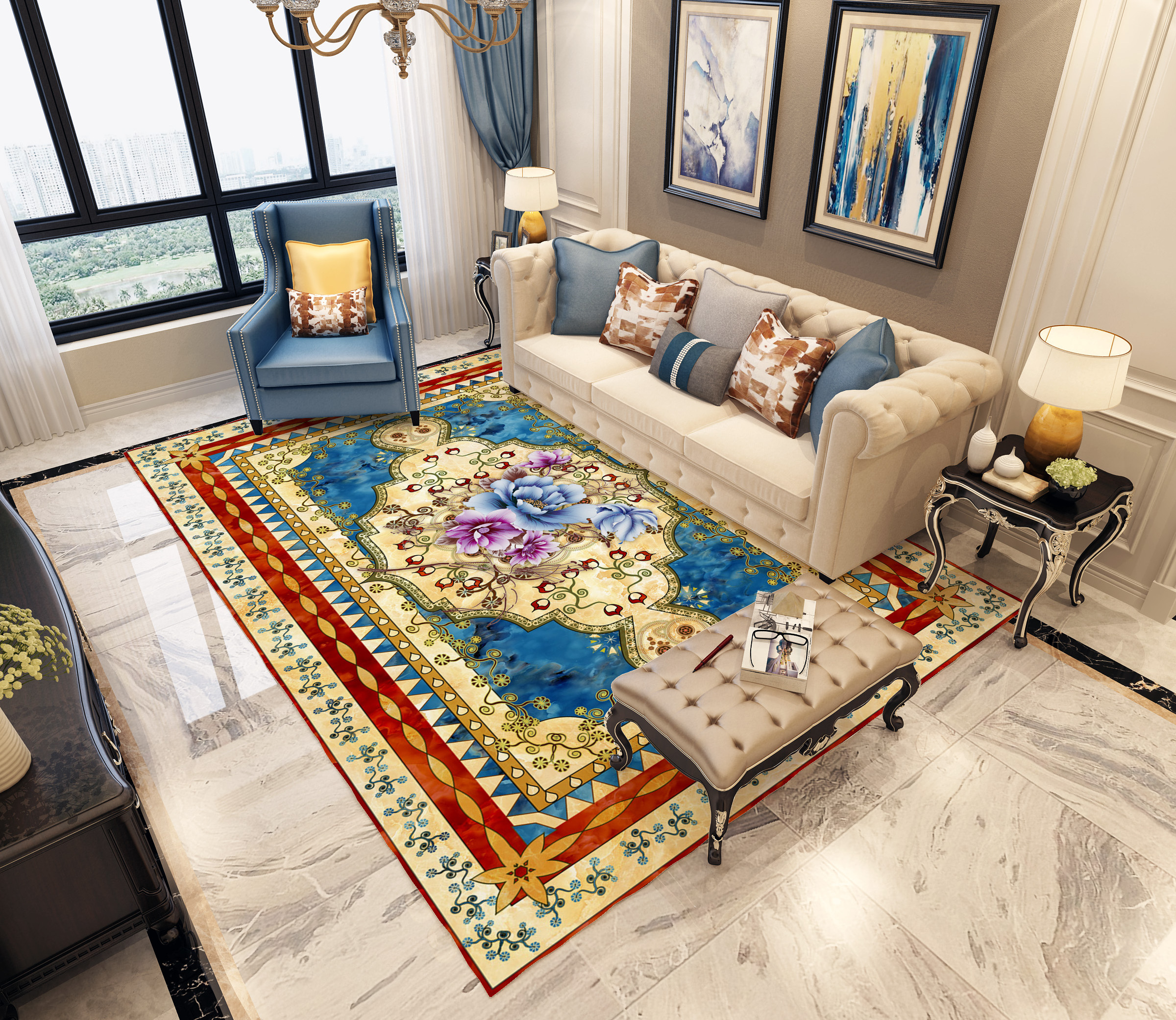 Hot selling  3D printed bright rugs carpet broadloom Persian  Carpet and mauve utility rug