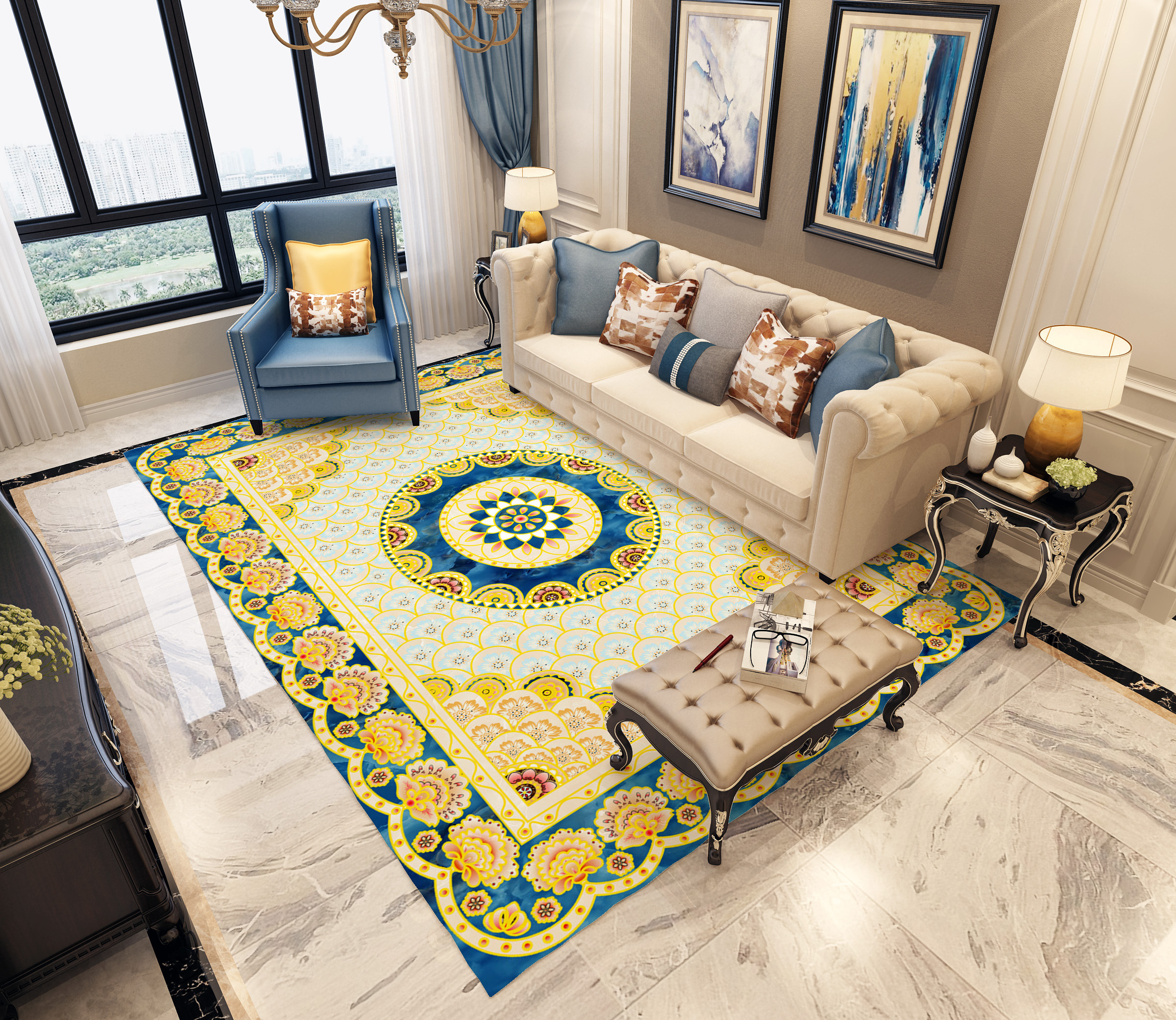 Hot selling  3D printed bright rugs carpet broadloom Persian  Carpet and mauve utility rug