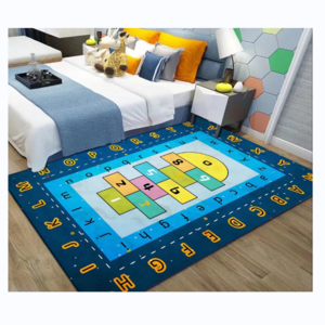 Kids play education eco friendly printed custom soft area rug carpet play mat for kids room