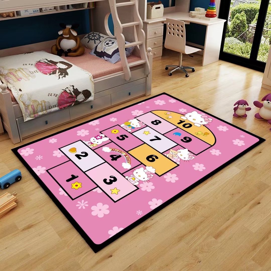 Kids play education eco friendly printed custom soft area rug carpet play mat for kids room