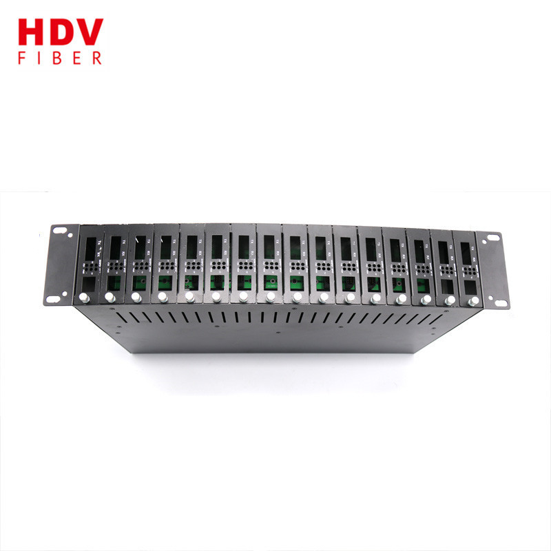 2U 16 slot fiber media converter managed rack mount chassis for standalone media converter