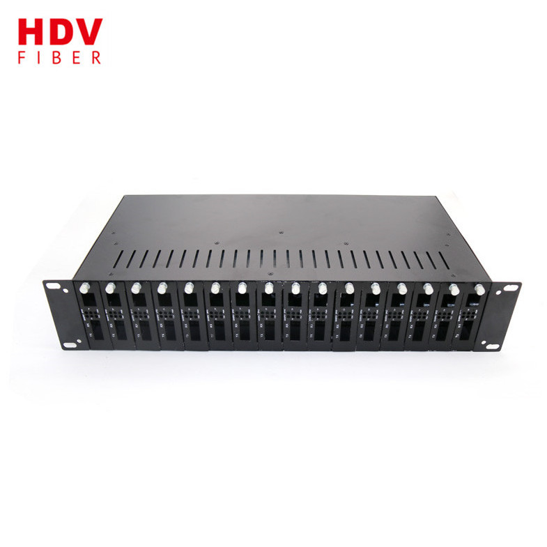 2U 16 slot fiber media converter managed rack mount chassis for standalone media converter