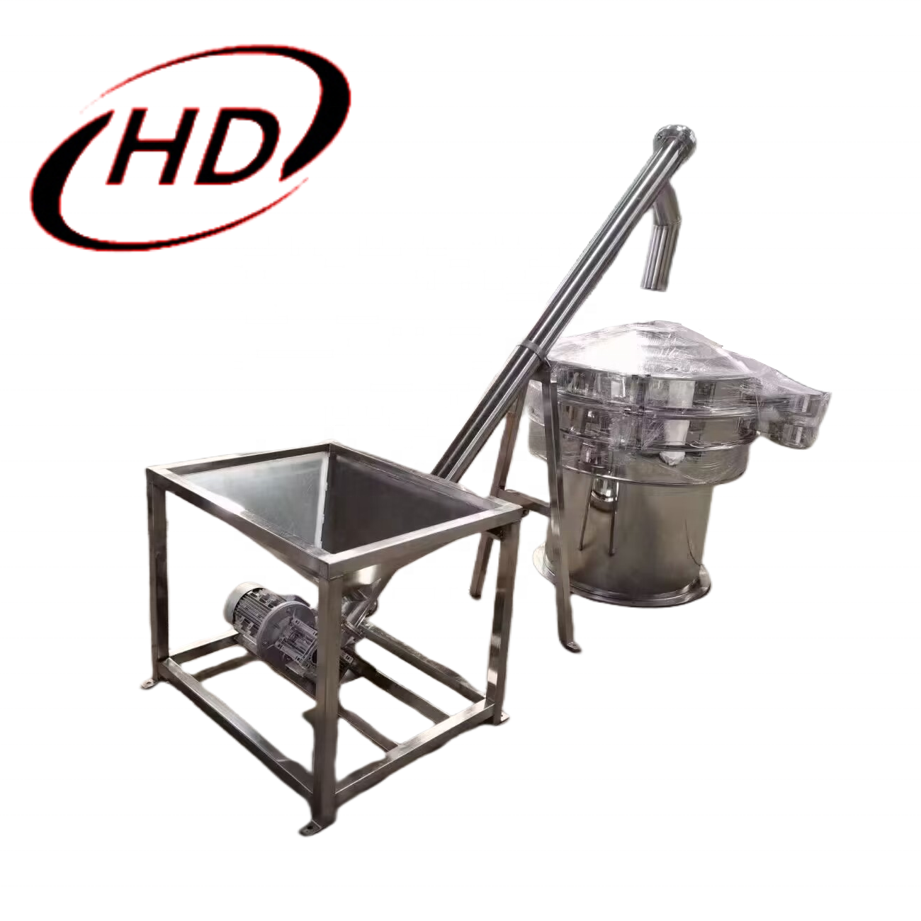 High-efficiency Inclined Auger Spiral Screw Conveyor For Food Powder Packing With Hopper